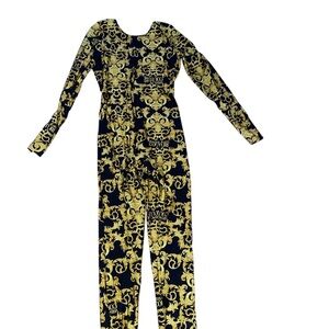 Baroque Black & Gold Long-Sleeve Jumpsuit